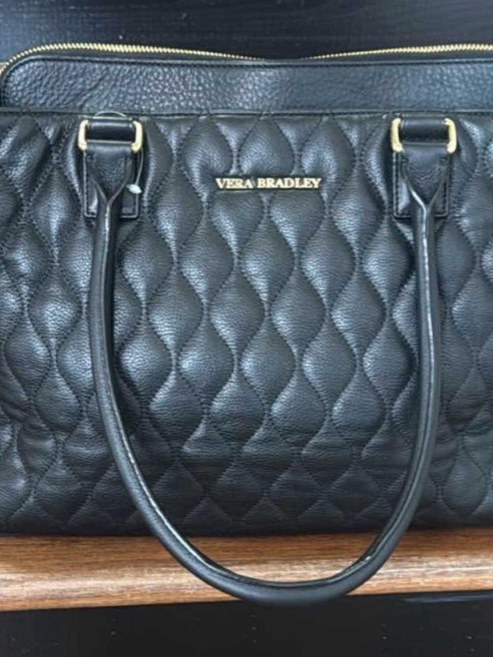 Vera Bradley Quilted Emma Tote - Black Leather